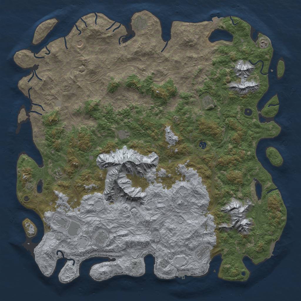 Rust Map: Procedural Map, Size: 6000, Seed: 1342353593, 19 Monuments