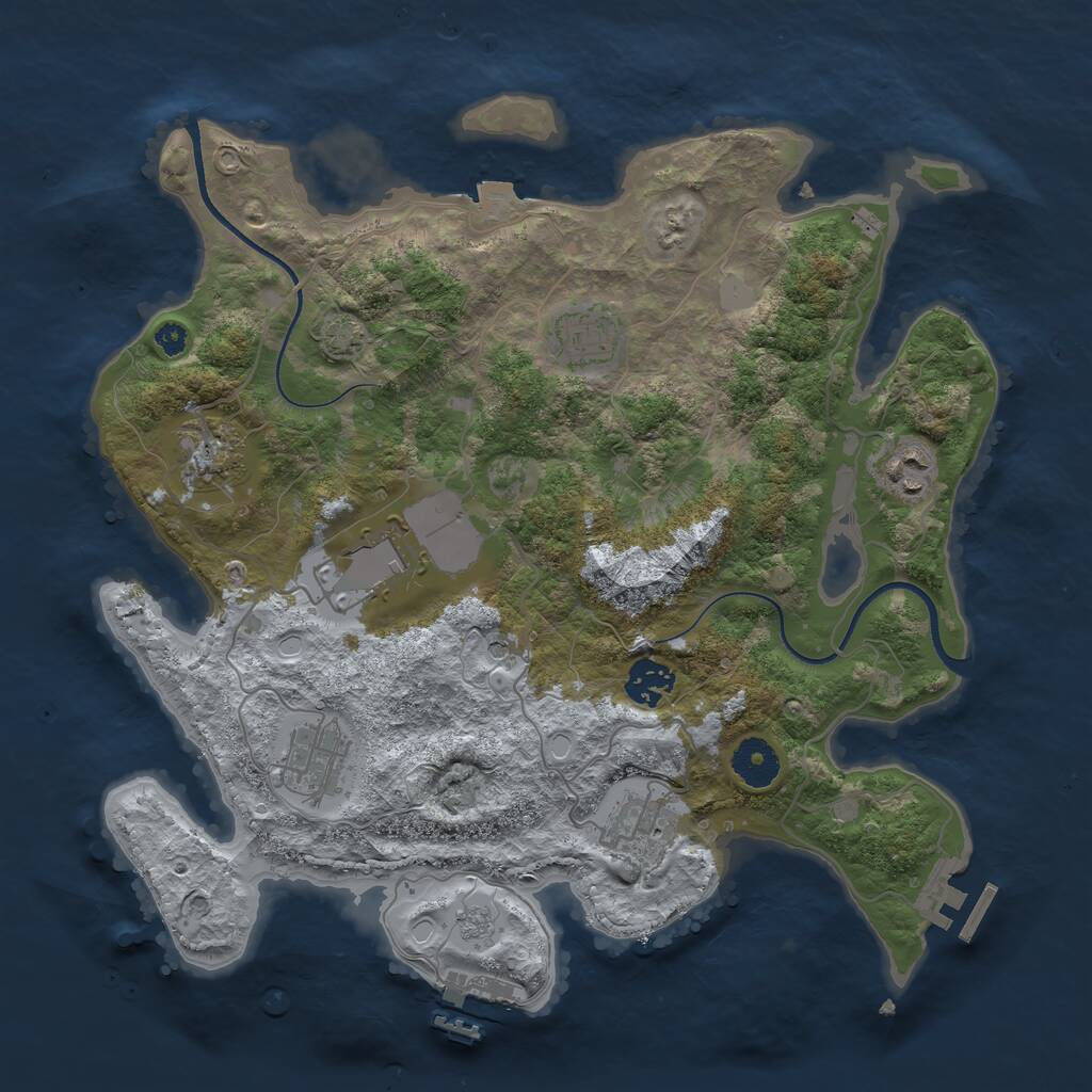 Rust Map: Procedural Map, Size: 3500, Seed: 30560138, 13 Monuments
