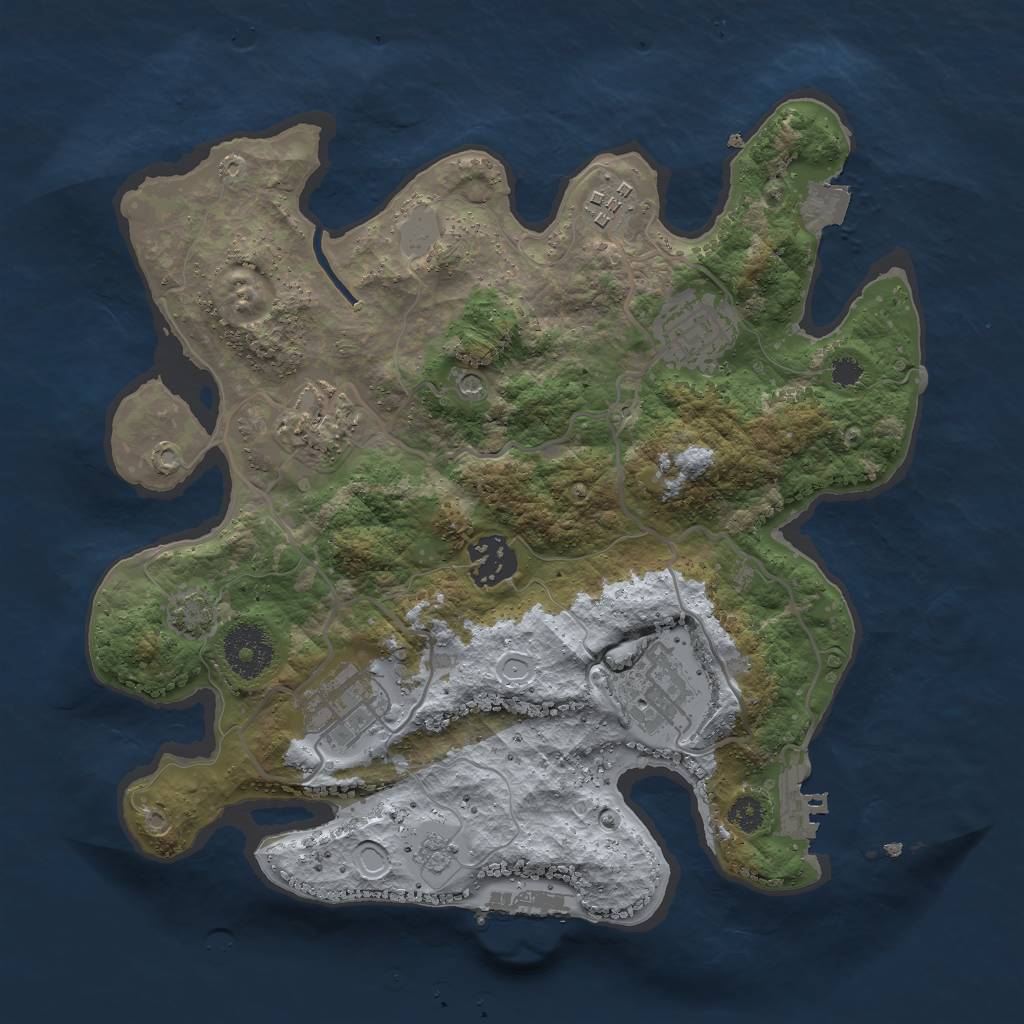 Rust Map: Procedural Map, Size: 3000, Seed: 345349189, 14 Monuments
