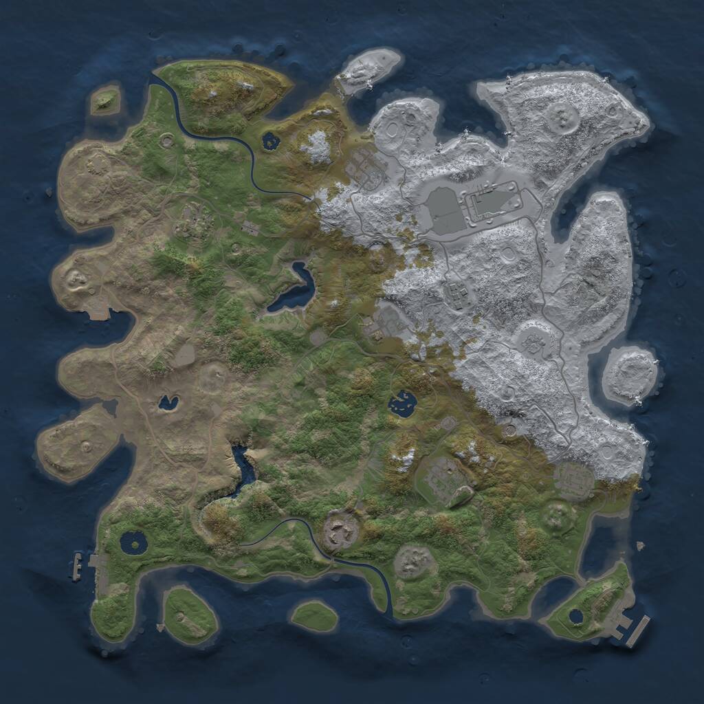 Rust Map: Procedural Map, Size: 4000, Seed: 1243086848, 15 Monuments