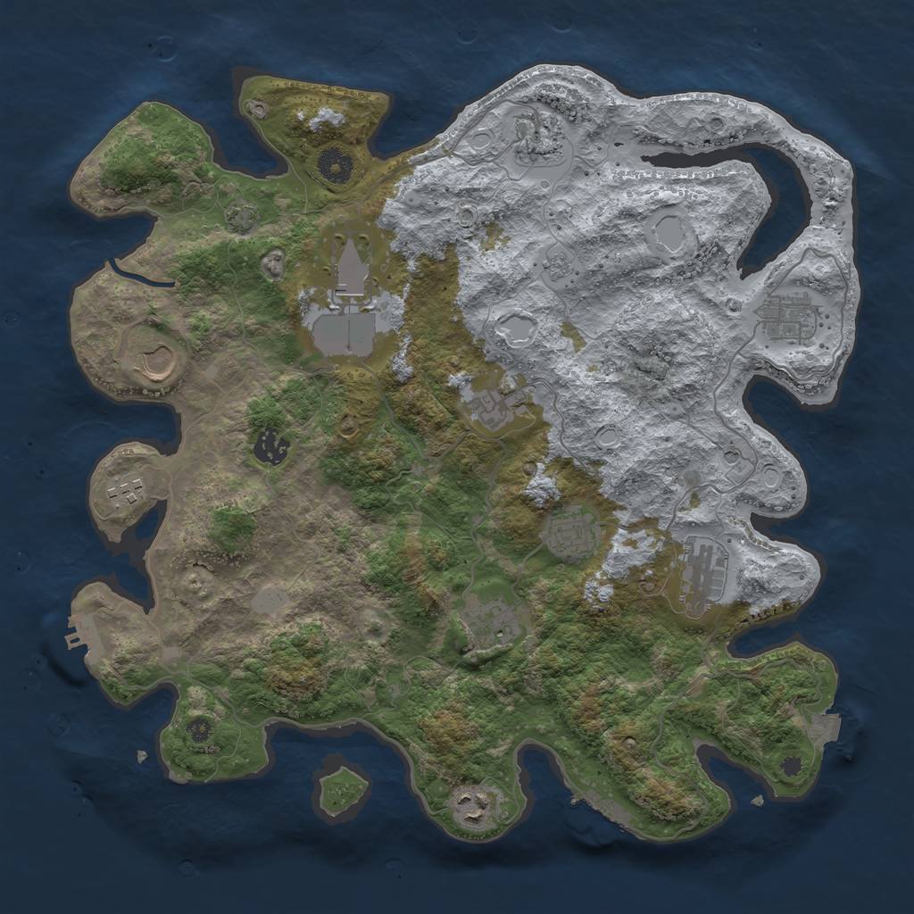 Rust Map: Procedural Map, Size: 3850, Seed: 33565213, 19 Monuments
