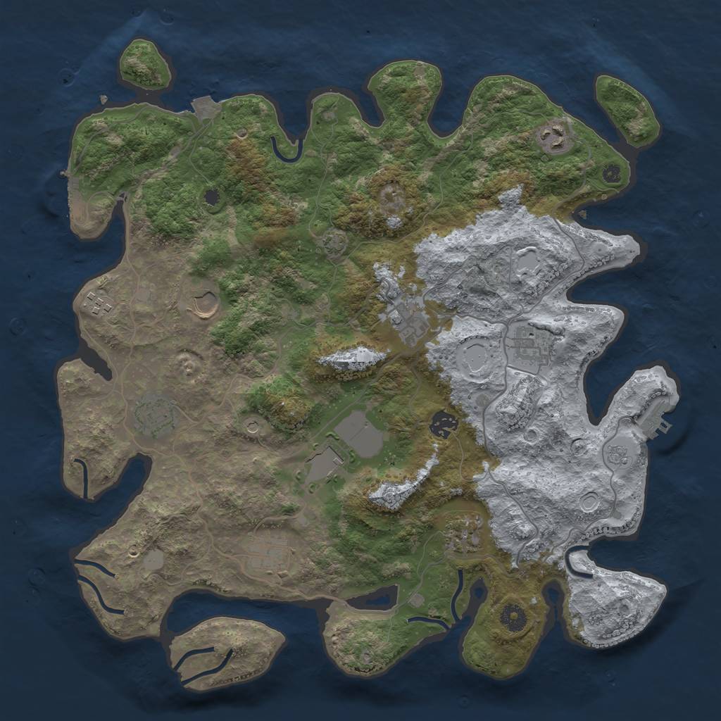 Rust Map: Procedural Map, Size: 4000, Seed: 527622648, 18 Monuments