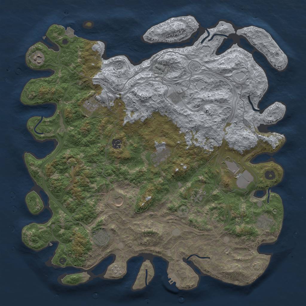Rust Map: Procedural Map, Size: 4500, Seed: 1074662811, 18 Monuments