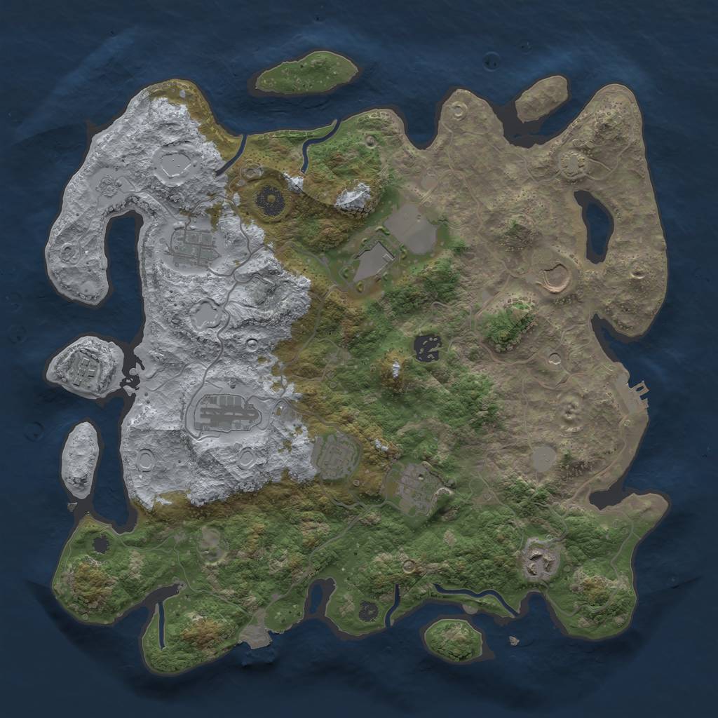 Rust Map: Procedural Map, Size: 3700, Seed: 780194897, 16 Monuments