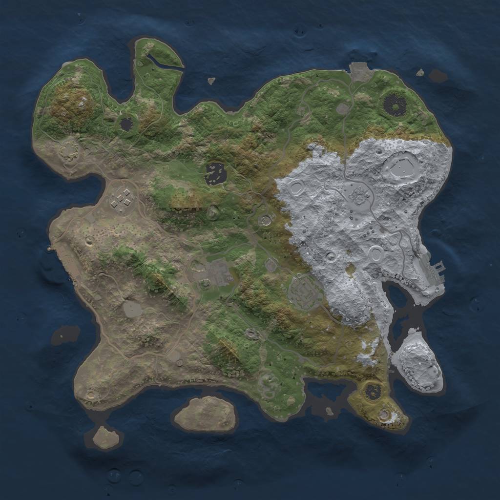 Rust Map: Procedural Map, Size: 3250, Seed: 1191977224, 12 Monuments