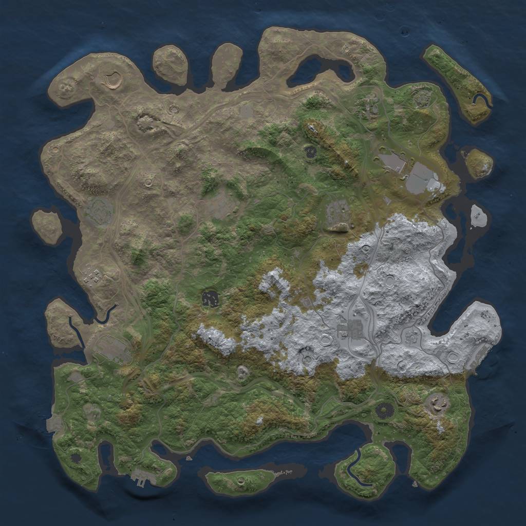 Rust Map: Procedural Map, Size: 4500, Seed: 1876644583, 19 Monuments