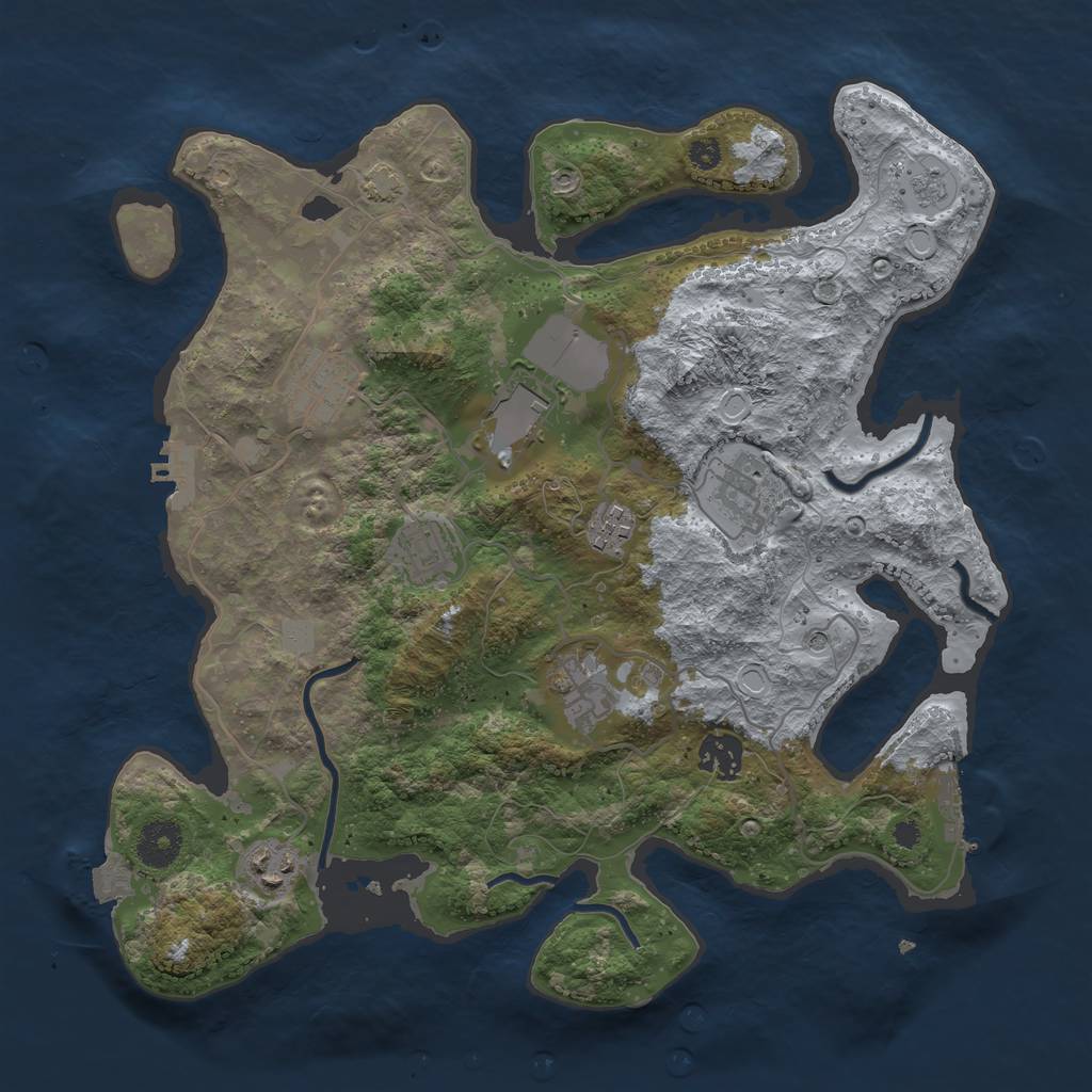 Rust Map: Procedural Map, Size: 3500, Seed: 3610812, 16 Monuments
