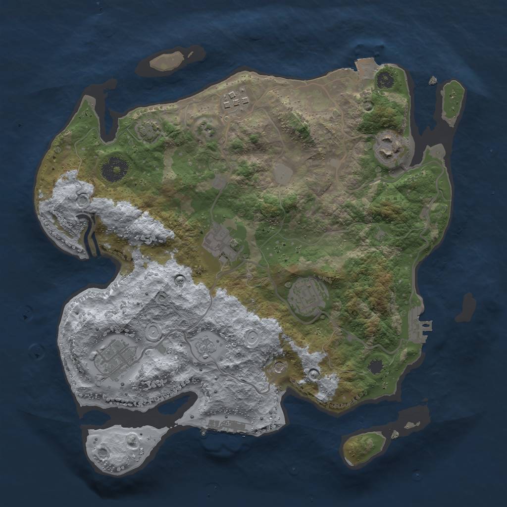 Rust Map: Procedural Map, Size: 3000, Seed: 225041780, 13 Monuments