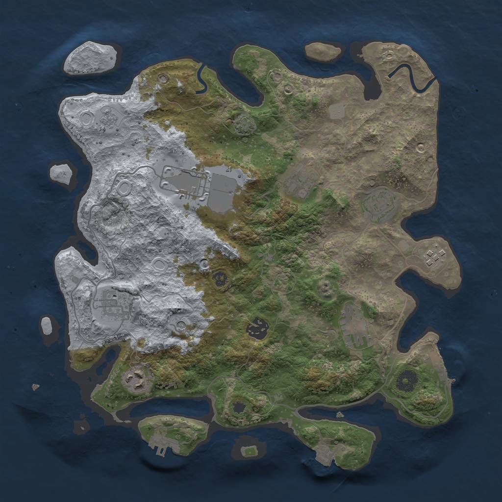 Rust Map: Procedural Map, Size: 3500, Seed: 15214, 16 Monuments