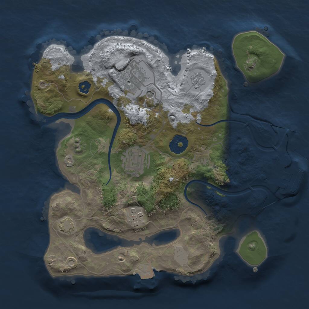 Rust Map: Procedural Map, Size: 2500, Seed: 214, 8 Monuments