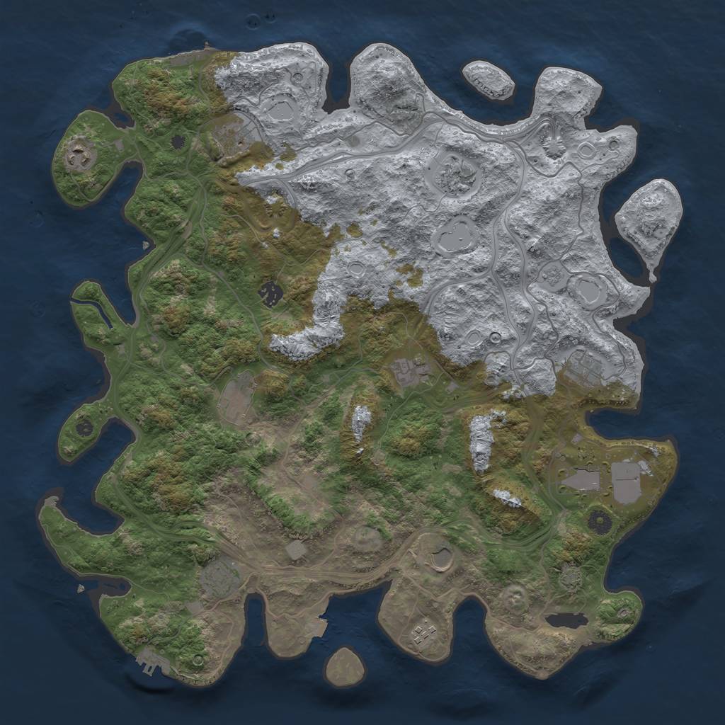 Rust Map: Procedural Map, Size: 4500, Seed: 987654, 19 Monuments