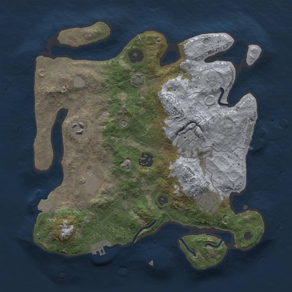 Rust Map: Procedural Map, Size: 3000, Seed: 2464590, 13 Monuments