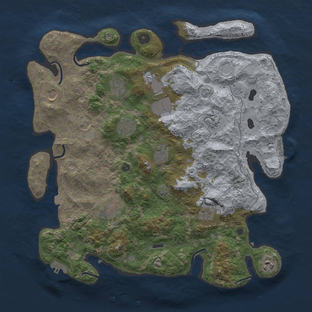 Rust Map: Procedural Map, Size: 4000, Seed: 730075786, 18 Monuments