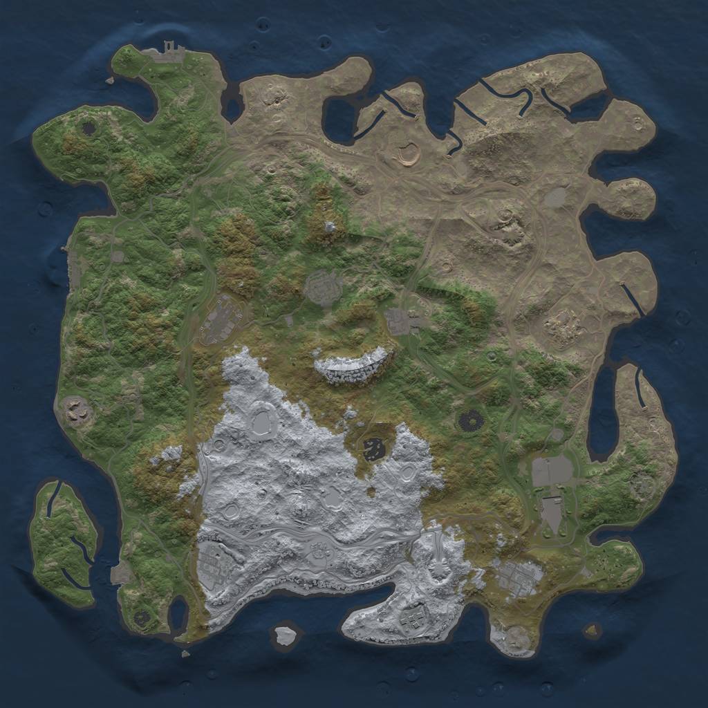 Rust Map: Procedural Map, Size: 4500, Seed: 77769420, 19 Monuments