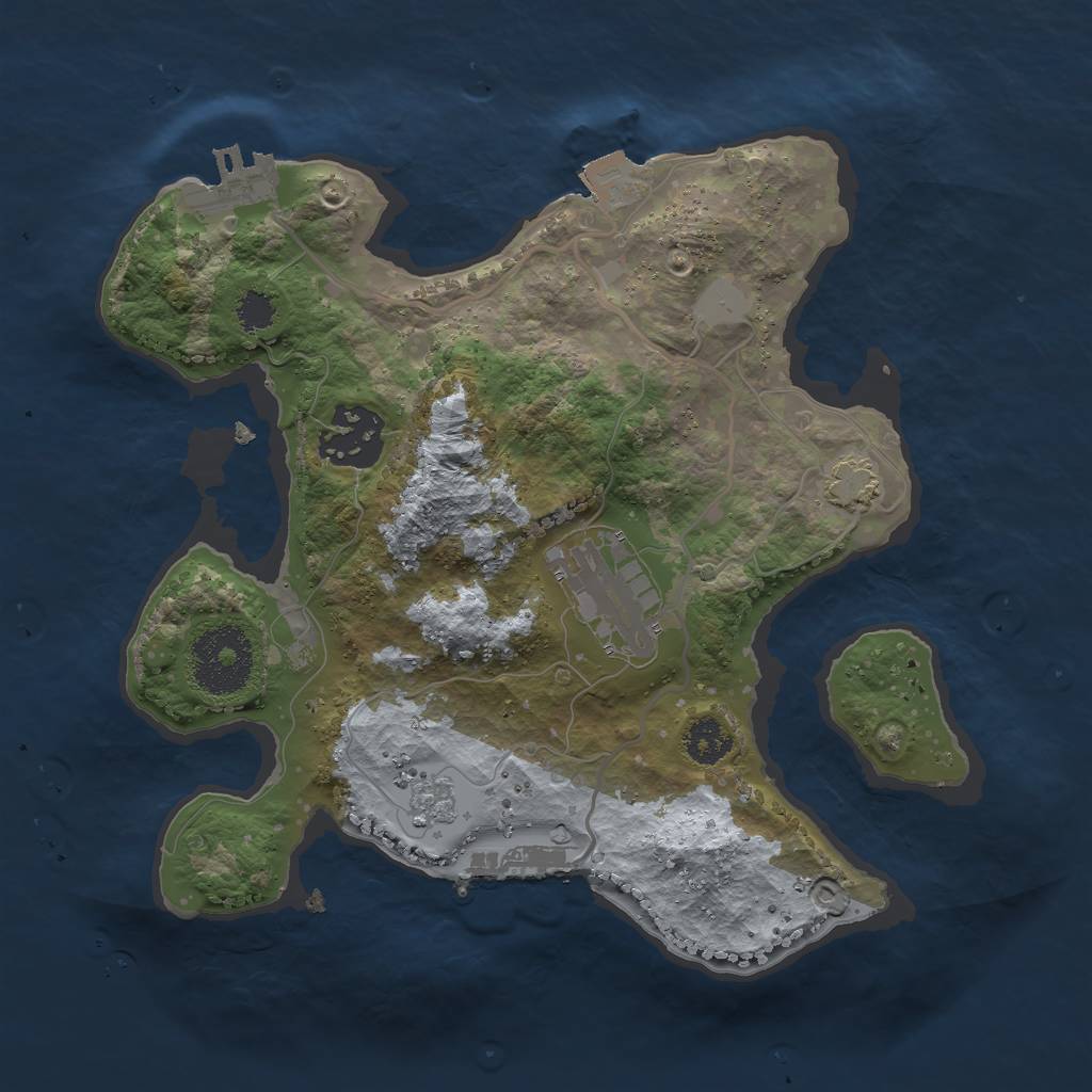 Rust Map: Procedural Map, Size: 2500, Seed: 324555, 9 Monuments