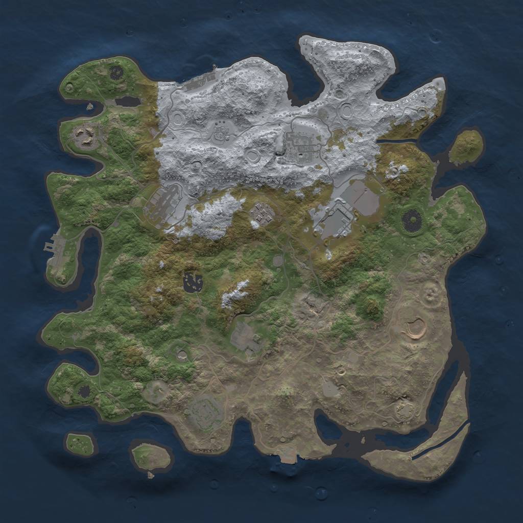 Rust Map: Procedural Map, Size: 3700, Seed: 1209862844, 17 Monuments