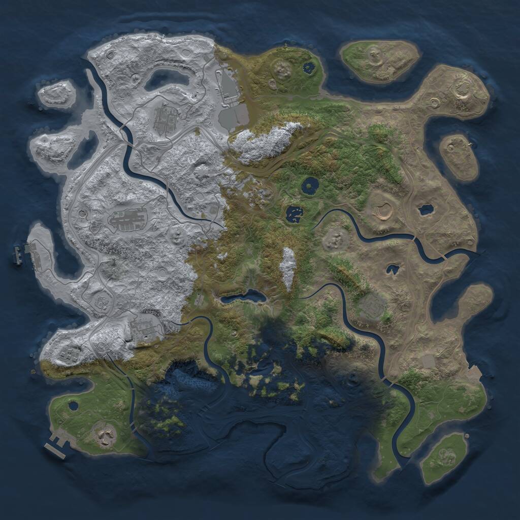 Rust Map: Procedural Map, Size: 4500, Seed: 422153045, 16 Monuments
