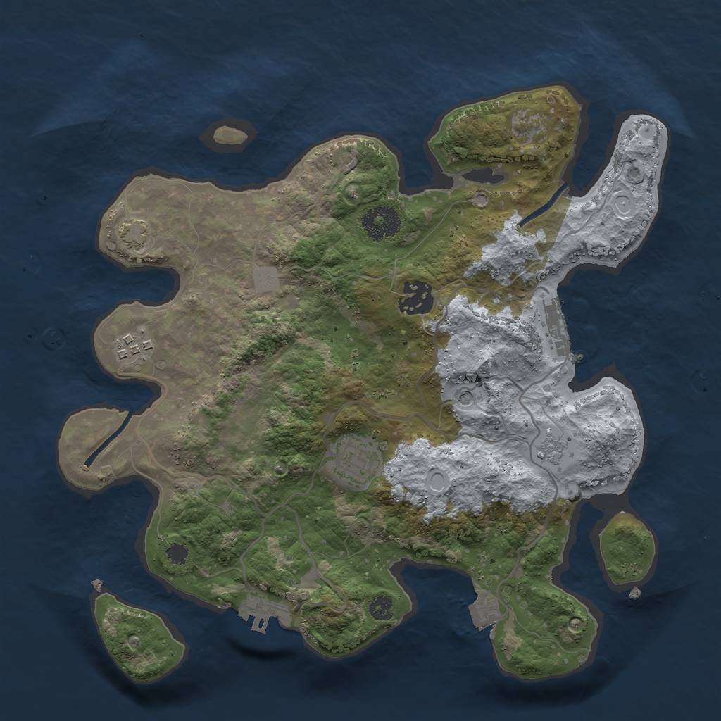 Rust Map: Procedural Map, Size: 3000, Seed: 6707, 11 Monuments