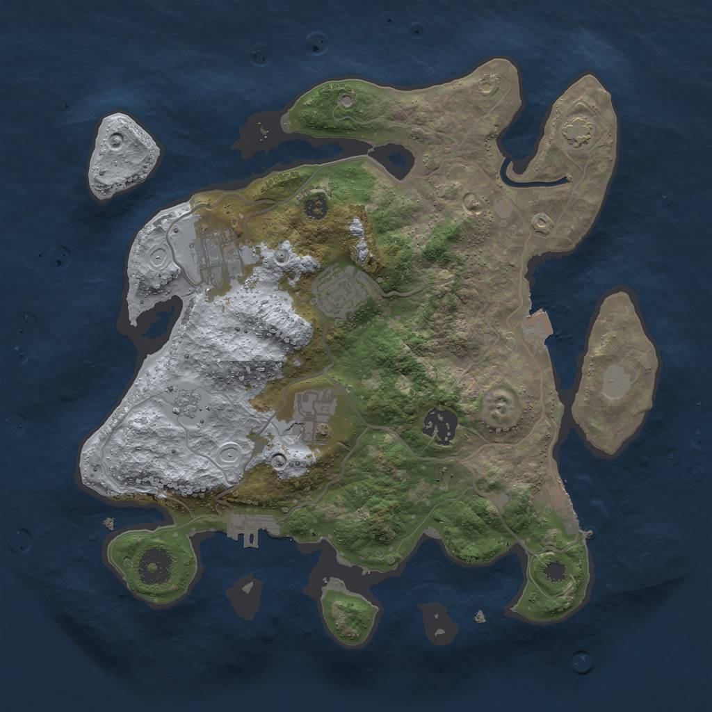 Rust Map: Procedural Map, Size: 3000, Seed: 939923000, 11 Monuments