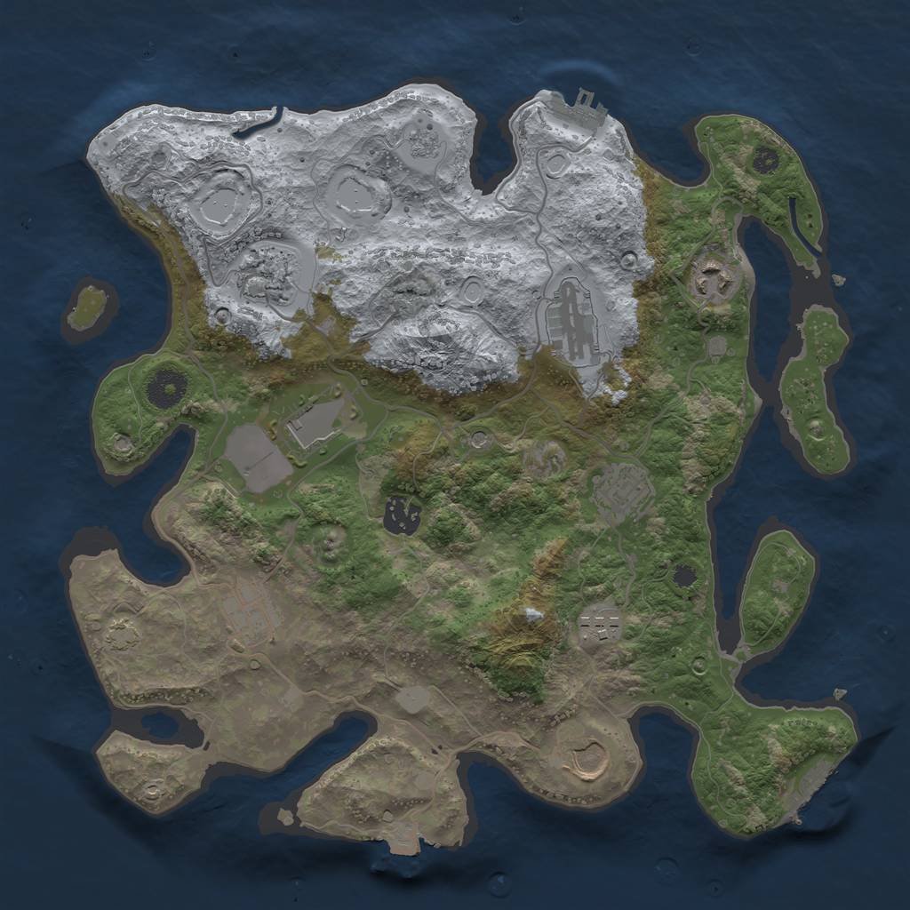 Rust Map: Procedural Map, Size: 3500, Seed: 643053133, 17 Monuments