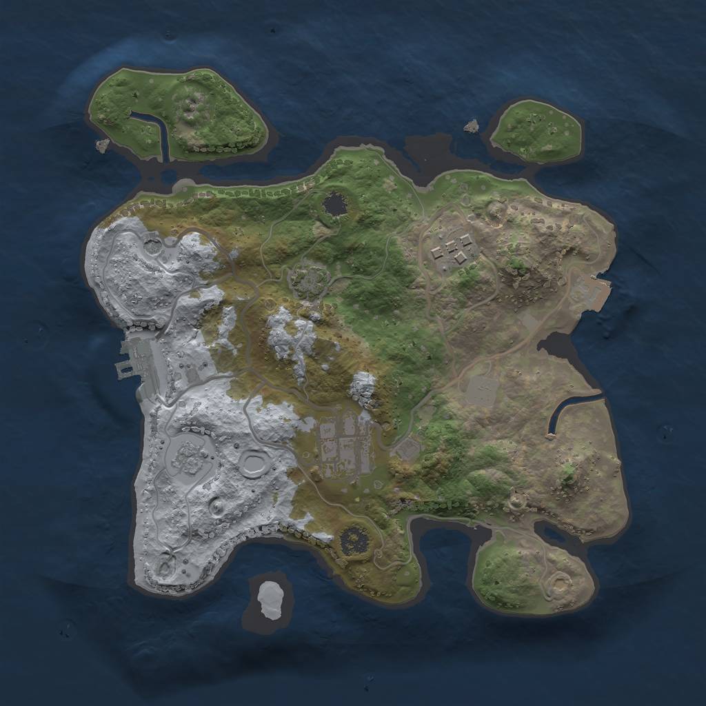 Rust Map: Procedural Map, Size: 2500, Seed: 149017030, 9 Monuments
