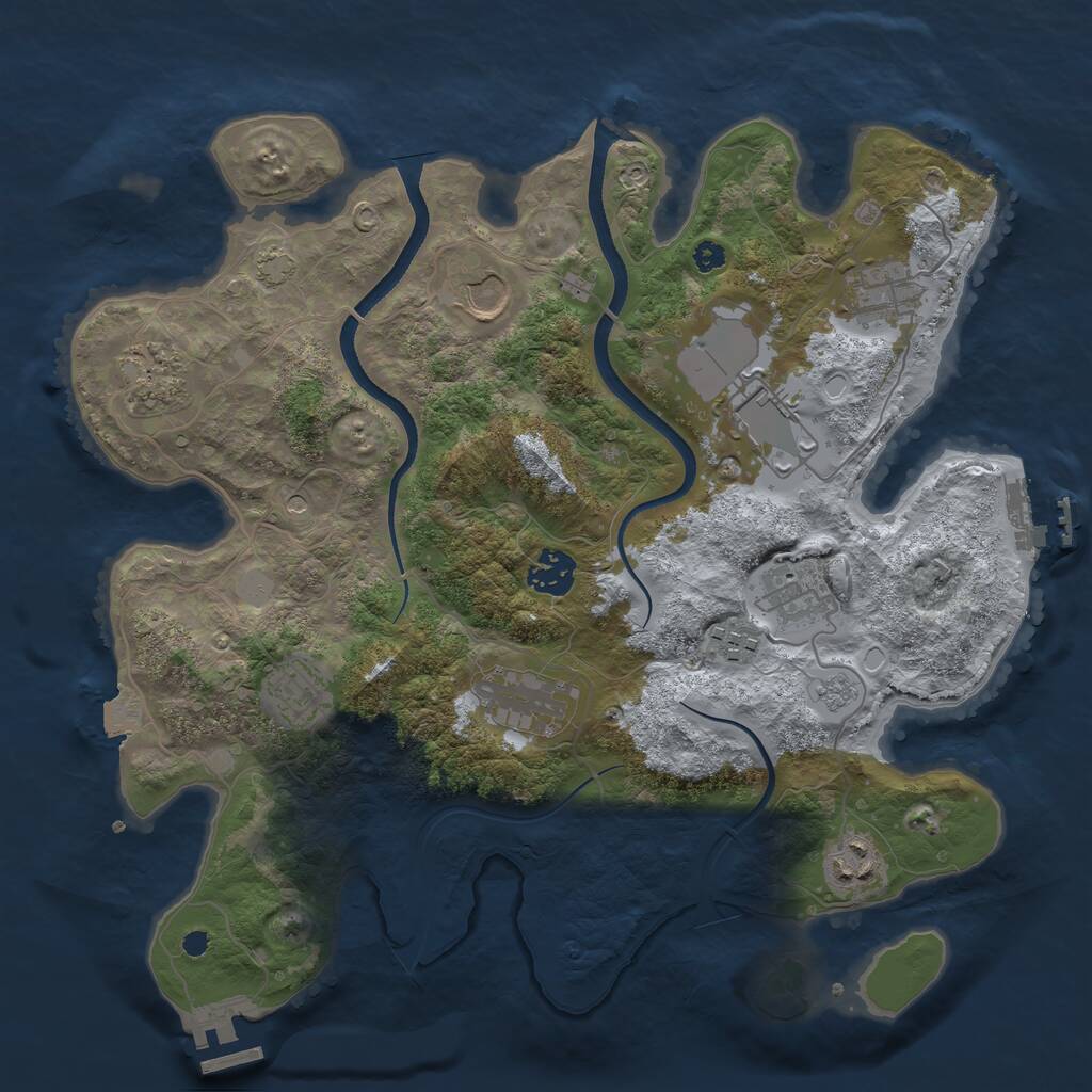 Rust Map: Procedural Map, Size: 3500, Seed: 35036321, 16 Monuments