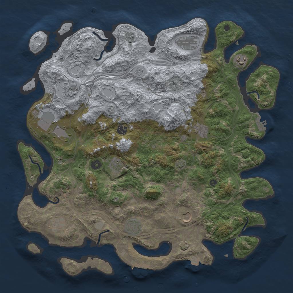 Rust Map: Procedural Map, Size: 4250, Seed: 292801239, 19 Monuments