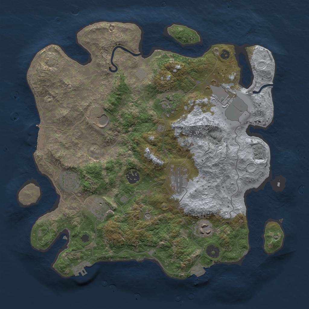 Rust Map: Procedural Map, Size: 3500, Seed: 1756226045, 17 Monuments