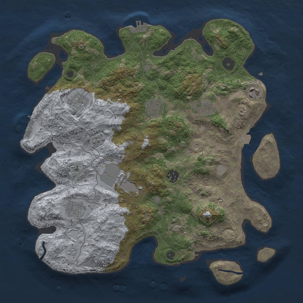 Rust Map: Procedural Map, Size: 3700, Seed: 1222675308, 17 Monuments