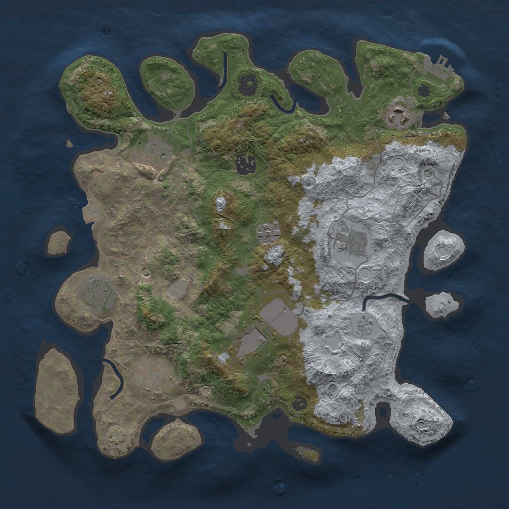 Rust Map: Procedural Map, Size: 3500, Seed: 911812281, 15 Monuments