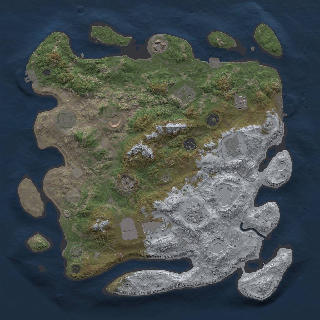 Rust Map: Procedural Map, Size: 3750, Seed: 220046297, 17 Monuments