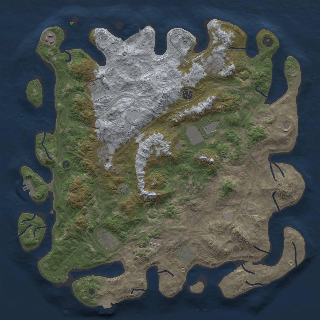 Rust Map: Procedural Map, Size: 4500, Seed: 5276, 19 Monuments