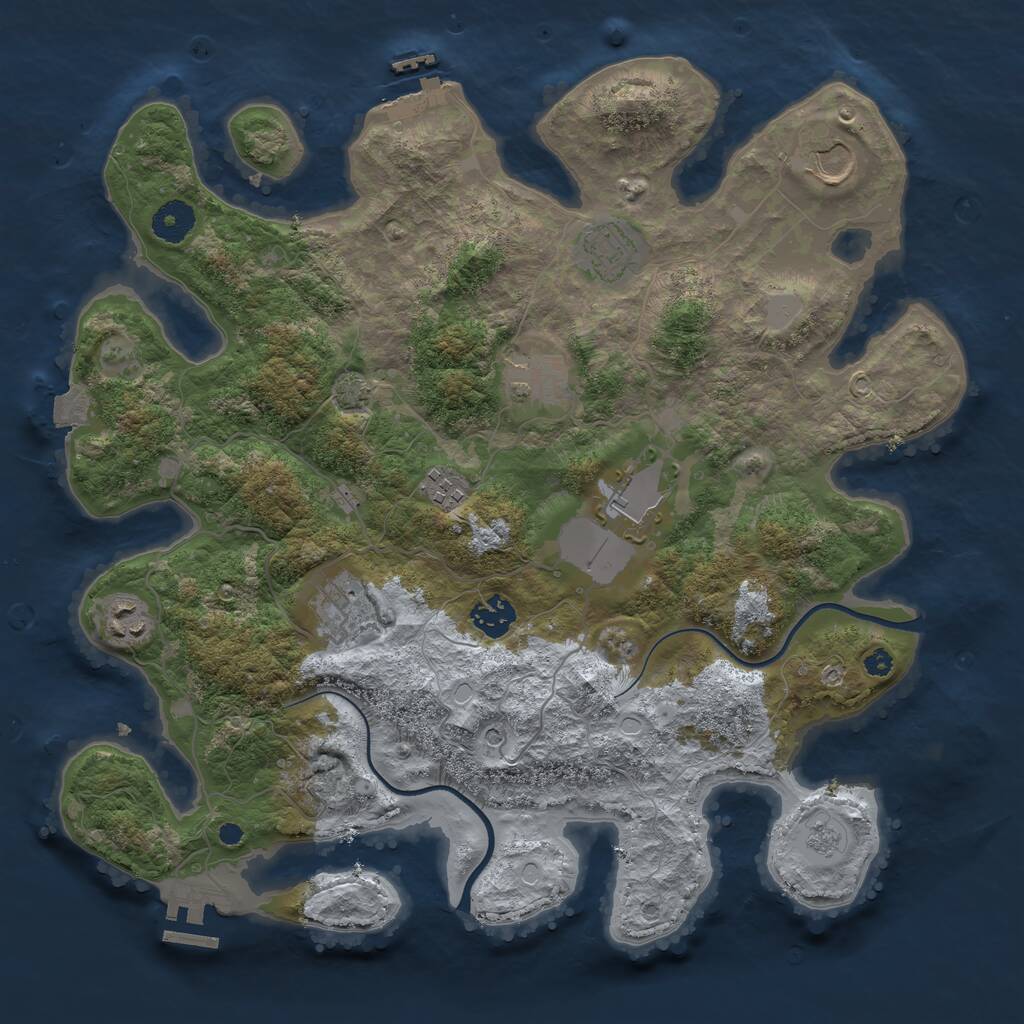 Rust Map: Procedural Map, Size: 3700, Seed: 1792767871, 14 Monuments