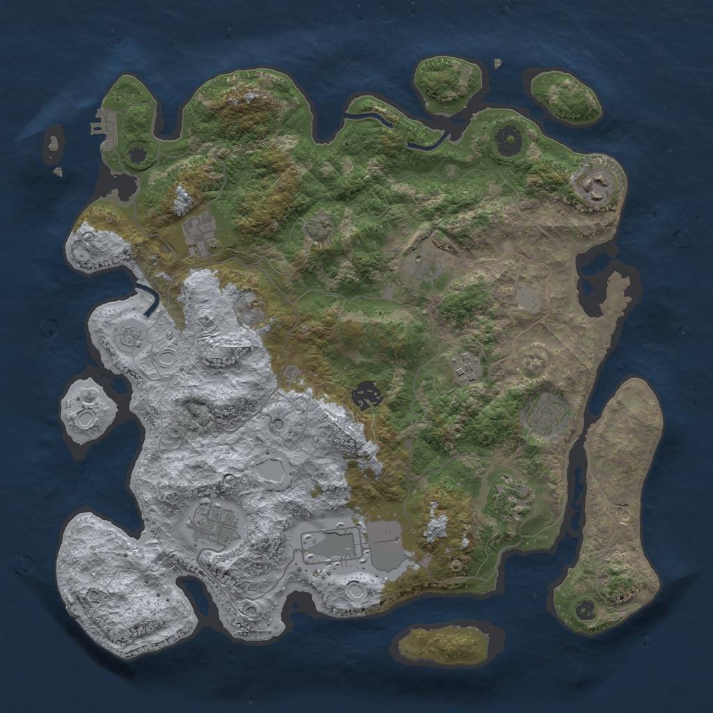 Rust Map: Procedural Map, Size: 3700, Seed: 712372266, 16 Monuments