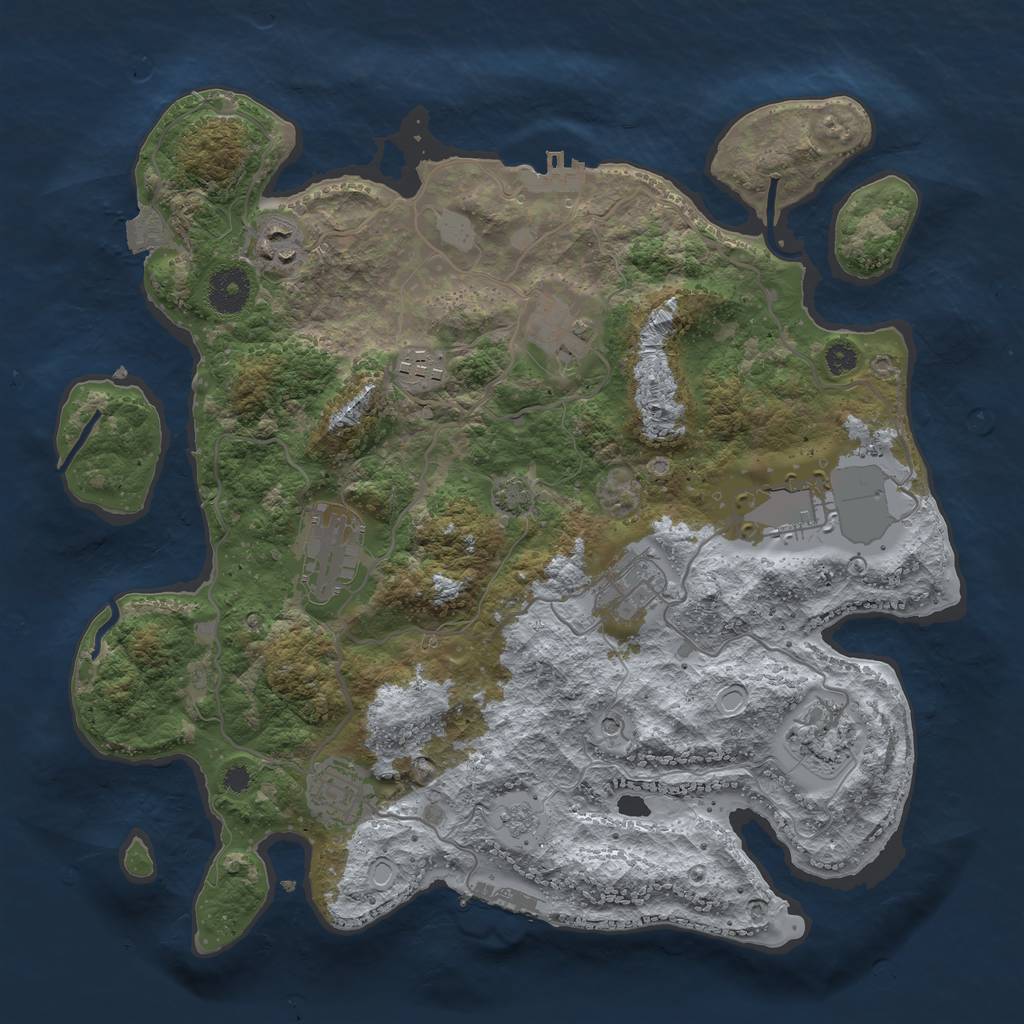 Rust Map: Procedural Map, Size: 3500, Seed: 442523932, 16 Monuments