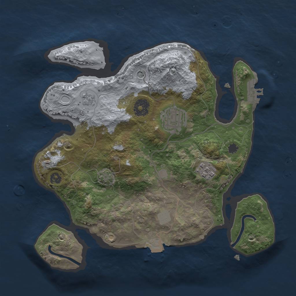 Rust Map: Procedural Map, Size: 2600, Seed: 7777, 9 Monuments