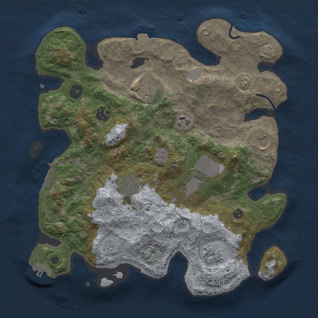Rust Map: Procedural Map, Size: 3500, Seed: 938898929, 16 Monuments