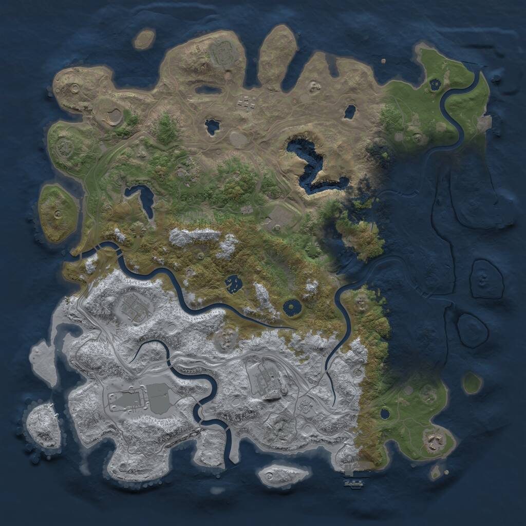 Rust Map: Procedural Map, Size: 4550, Seed: 1536085, 16 Monuments