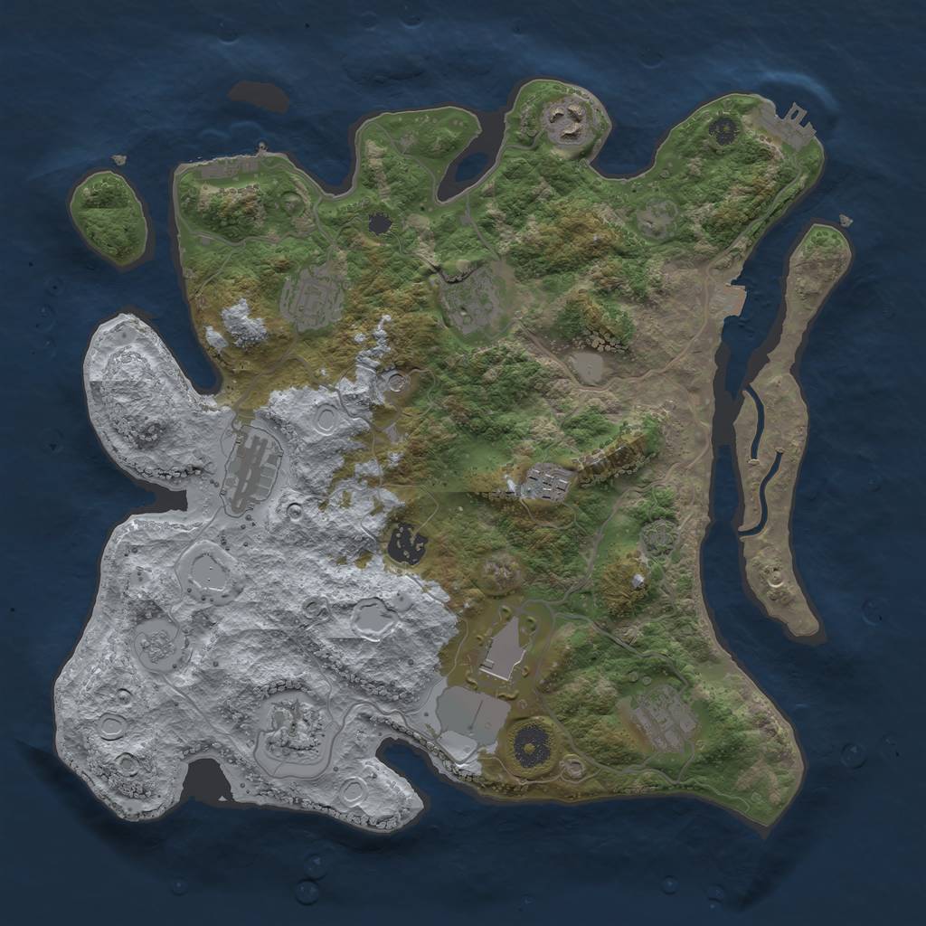 Rust Map: Procedural Map, Size: 3500, Seed: 1737058647, 17 Monuments