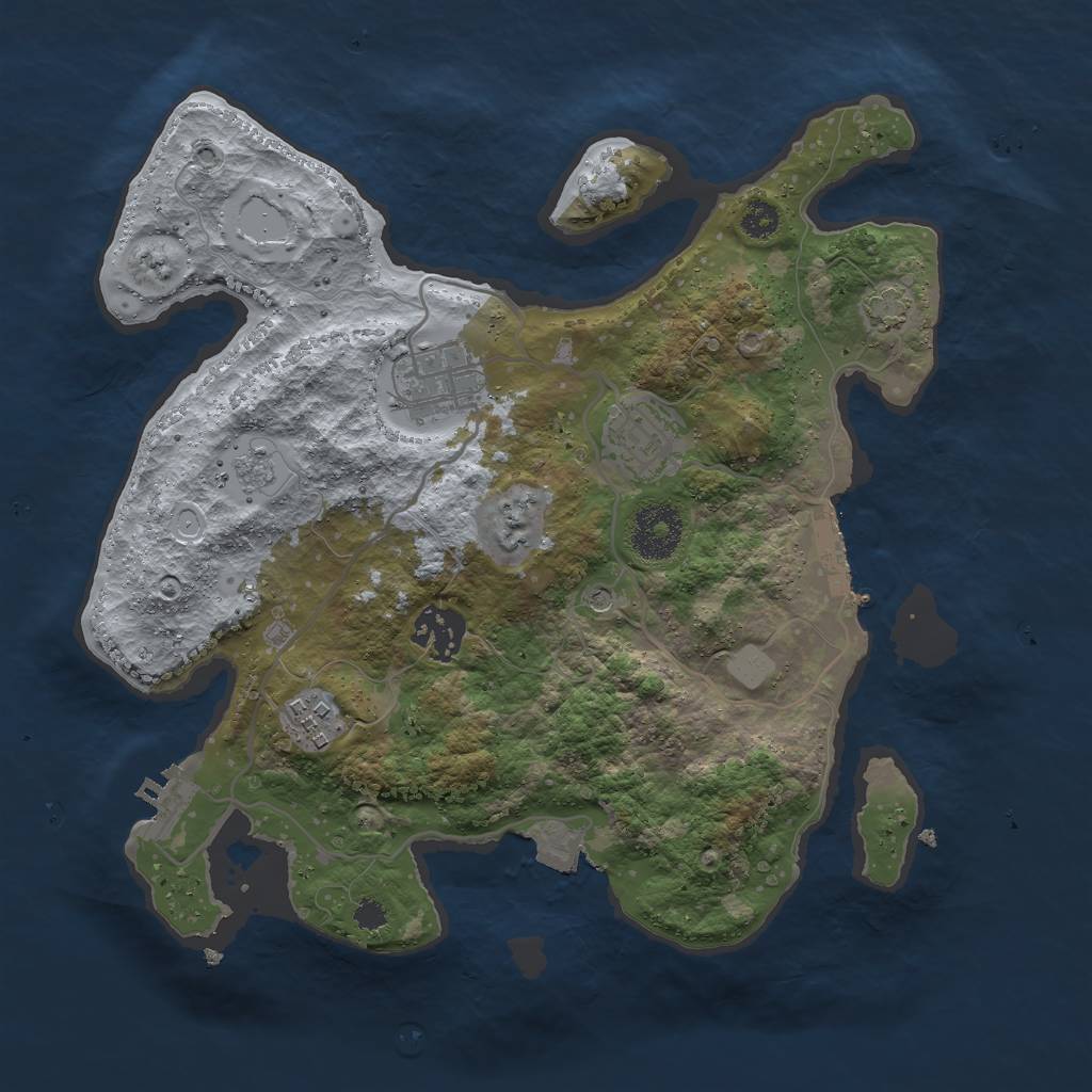 Rust Map: Procedural Map, Size: 3000, Seed: 2101973, 12 Monuments