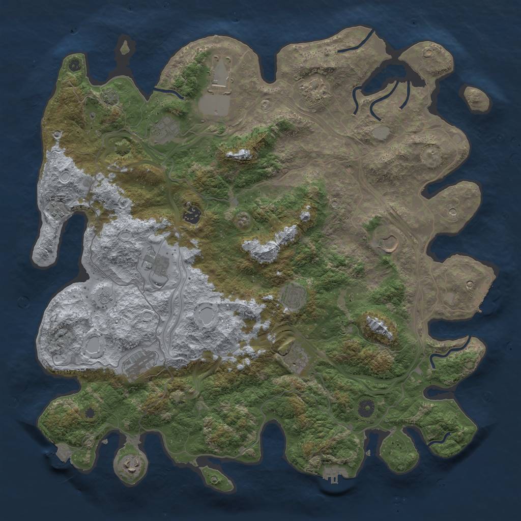 Rust Map: Procedural Map, Size: 4500, Seed: 91436632, 19 Monuments