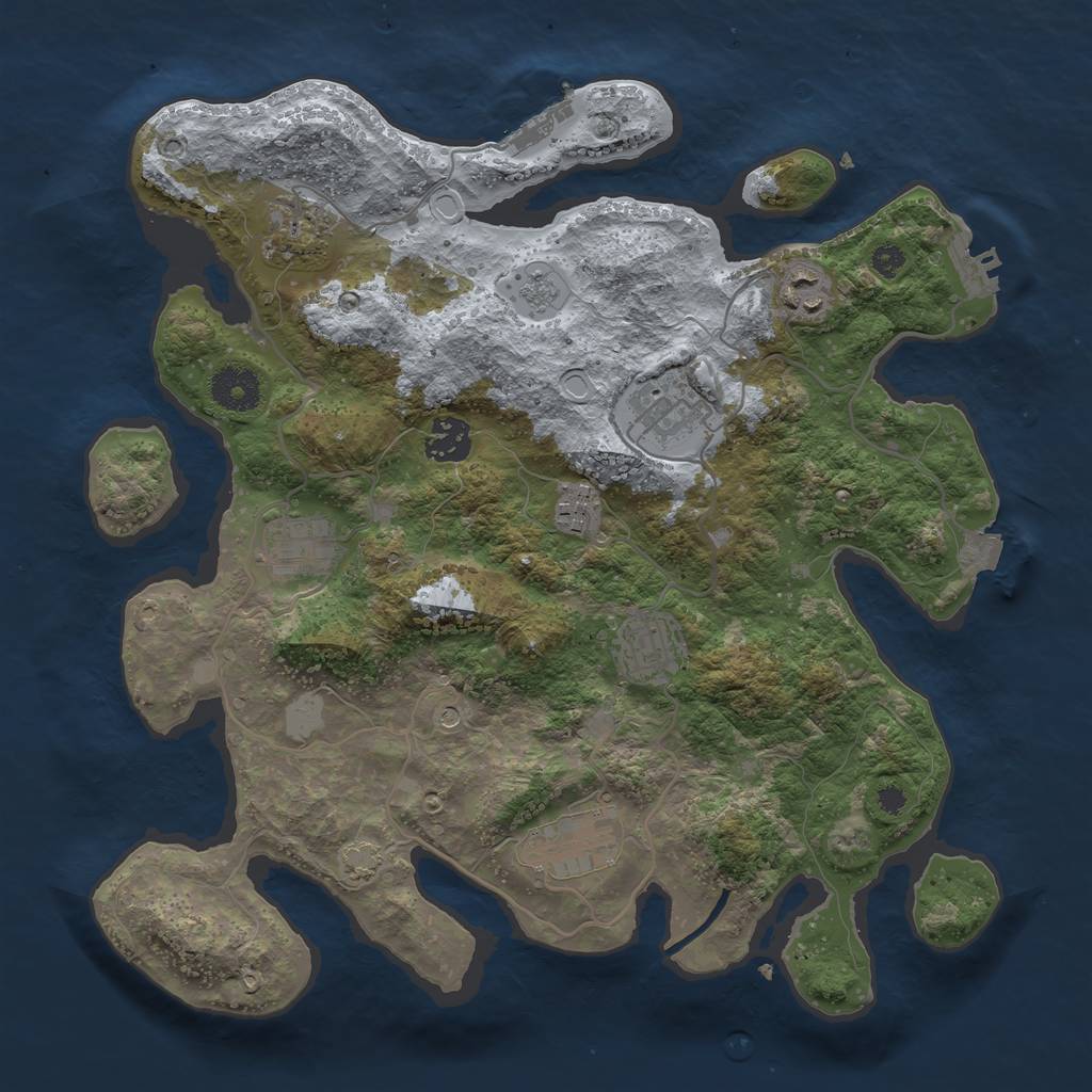 Rust Map: Procedural Map, Size: 3450, Seed: 73546506, 16 Monuments