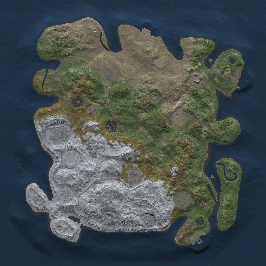 Rust Map: Procedural Map, Size: 3400, Seed: 43675189, 16 Monuments