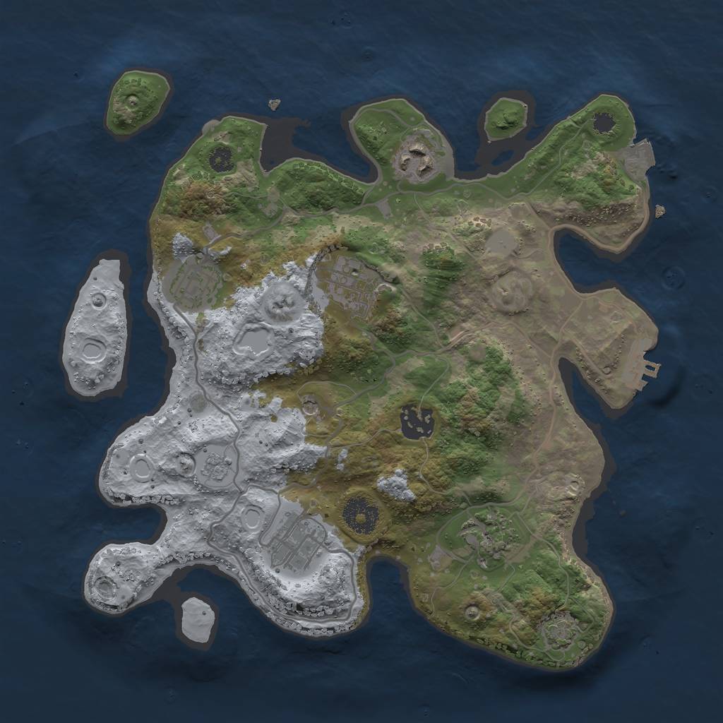 Rust Map: Procedural Map, Size: 3000, Seed: 25243, 13 Monuments