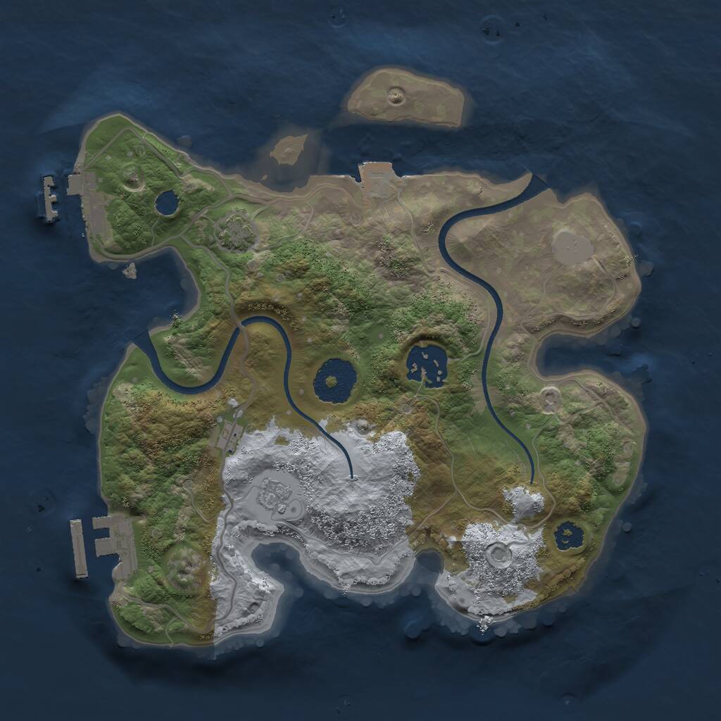 Rust Map: Procedural Map, Size: 2500, Seed: 1843587630, 6 Monuments
