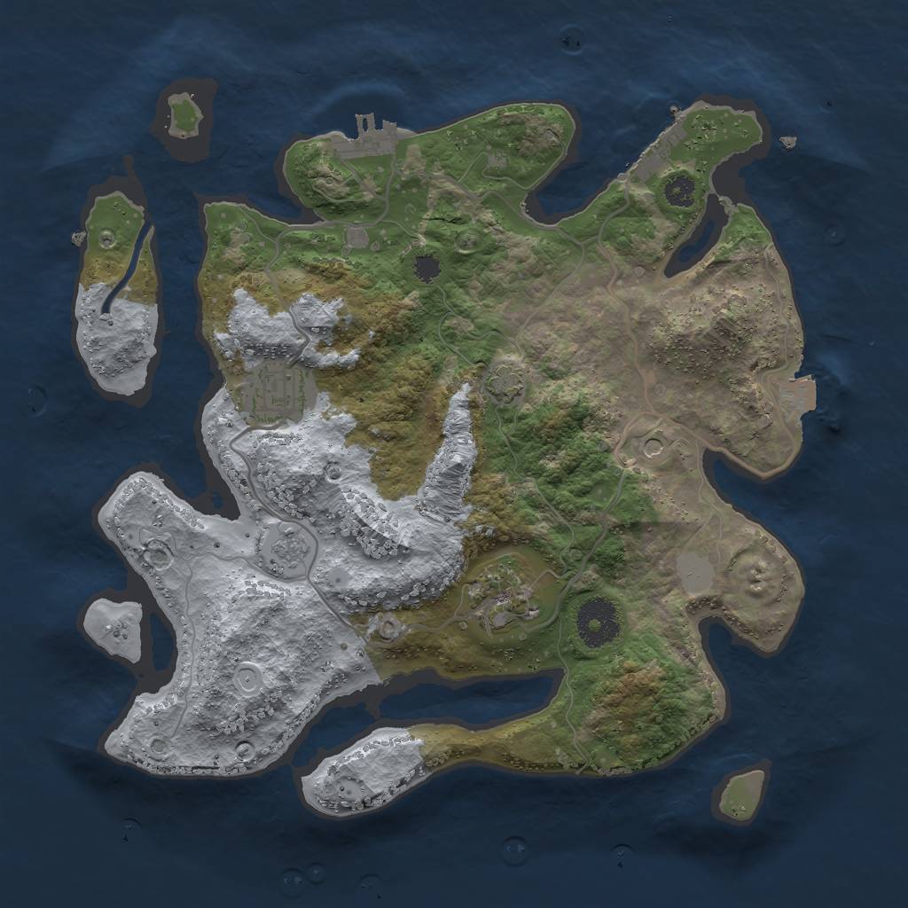 Rust Map: Procedural Map, Size: 3000, Seed: 1463207, 10 Monuments
