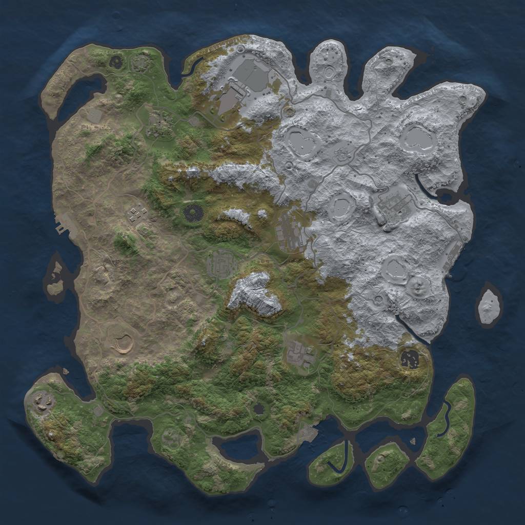 Rust Map: Procedural Map, Size: 4100, Seed: 68140973, 18 Monuments