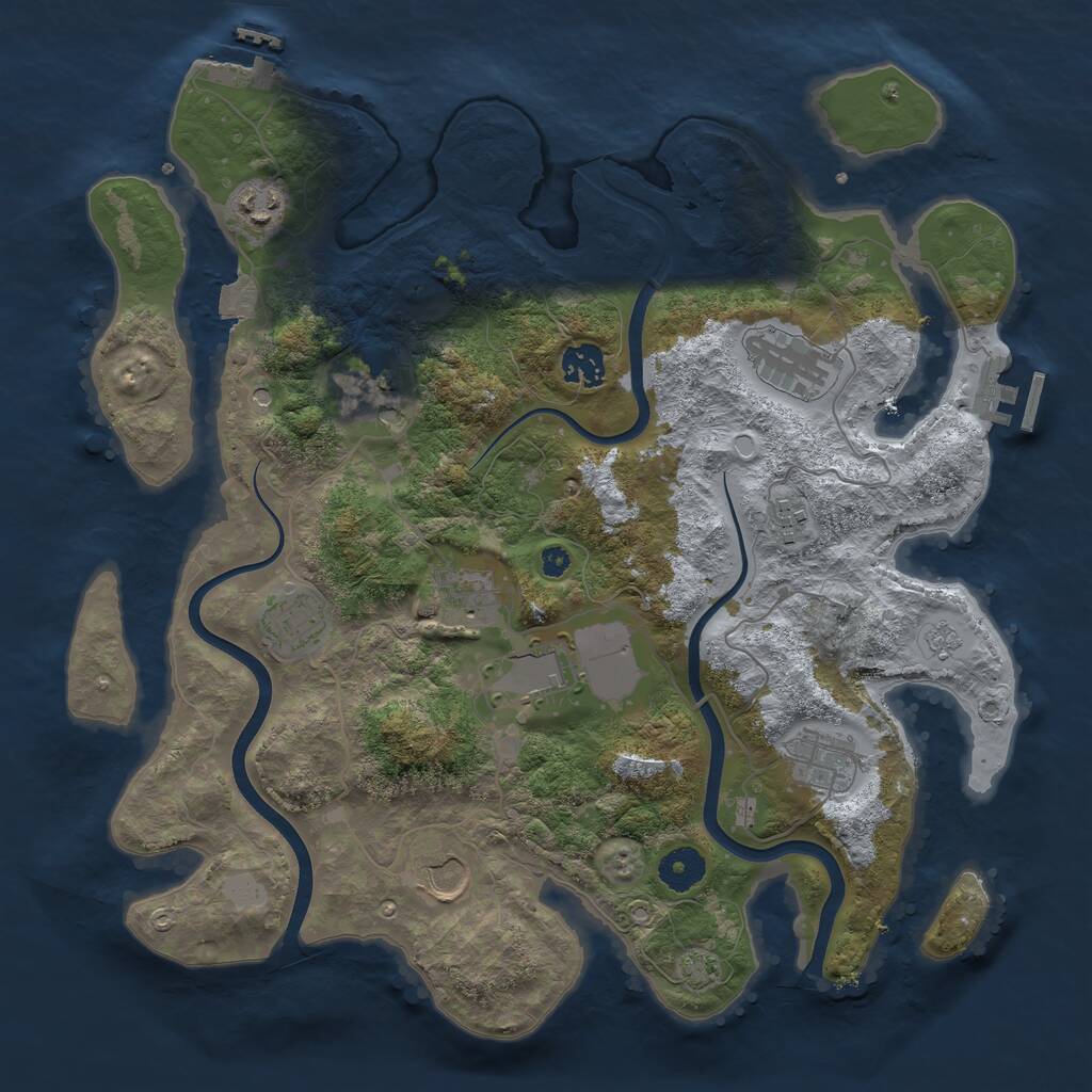 Rust Map: Procedural Map, Size: 3700, Seed: 1247169605, 16 Monuments