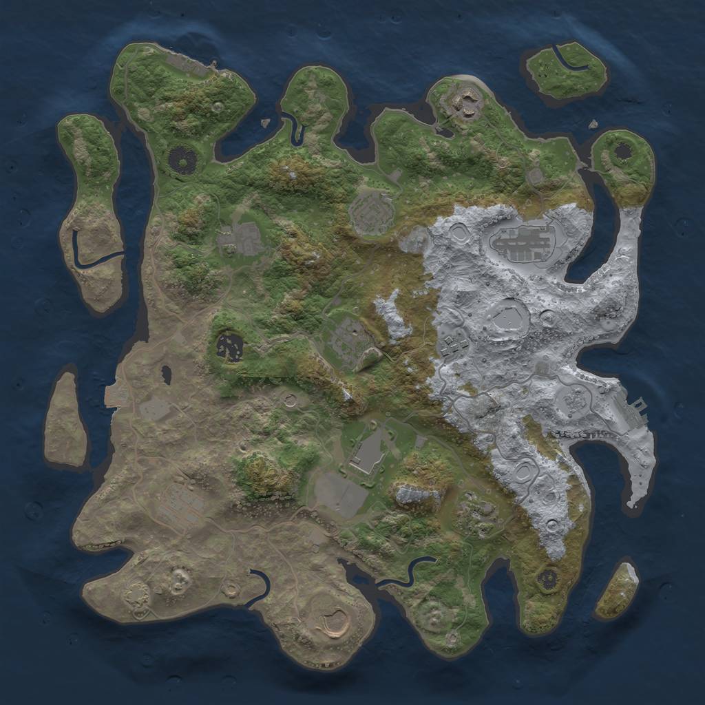 Rust Map: Procedural Map, Size: 3700, Seed: 1247169605, 19 Monuments