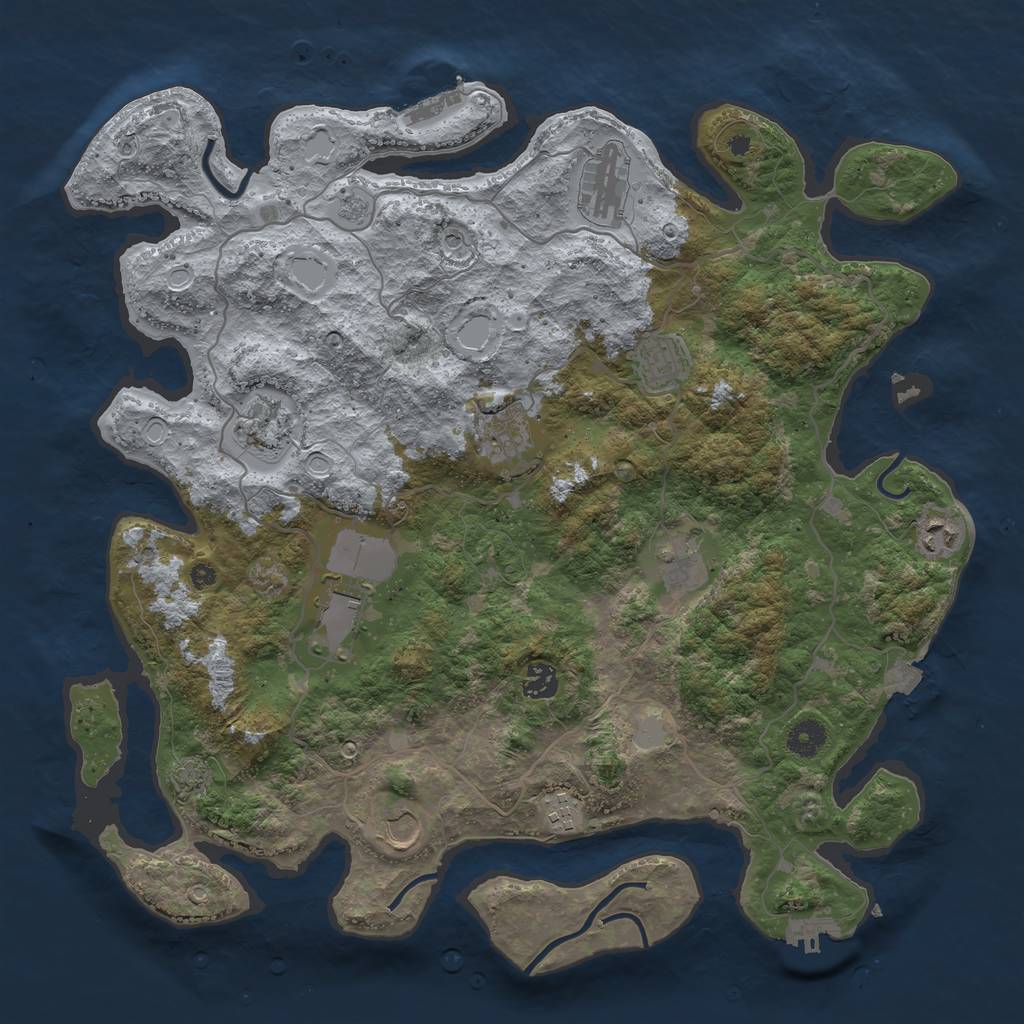 Rust Map: Procedural Map, Size: 4100, Seed: 27728686, 18 Monuments